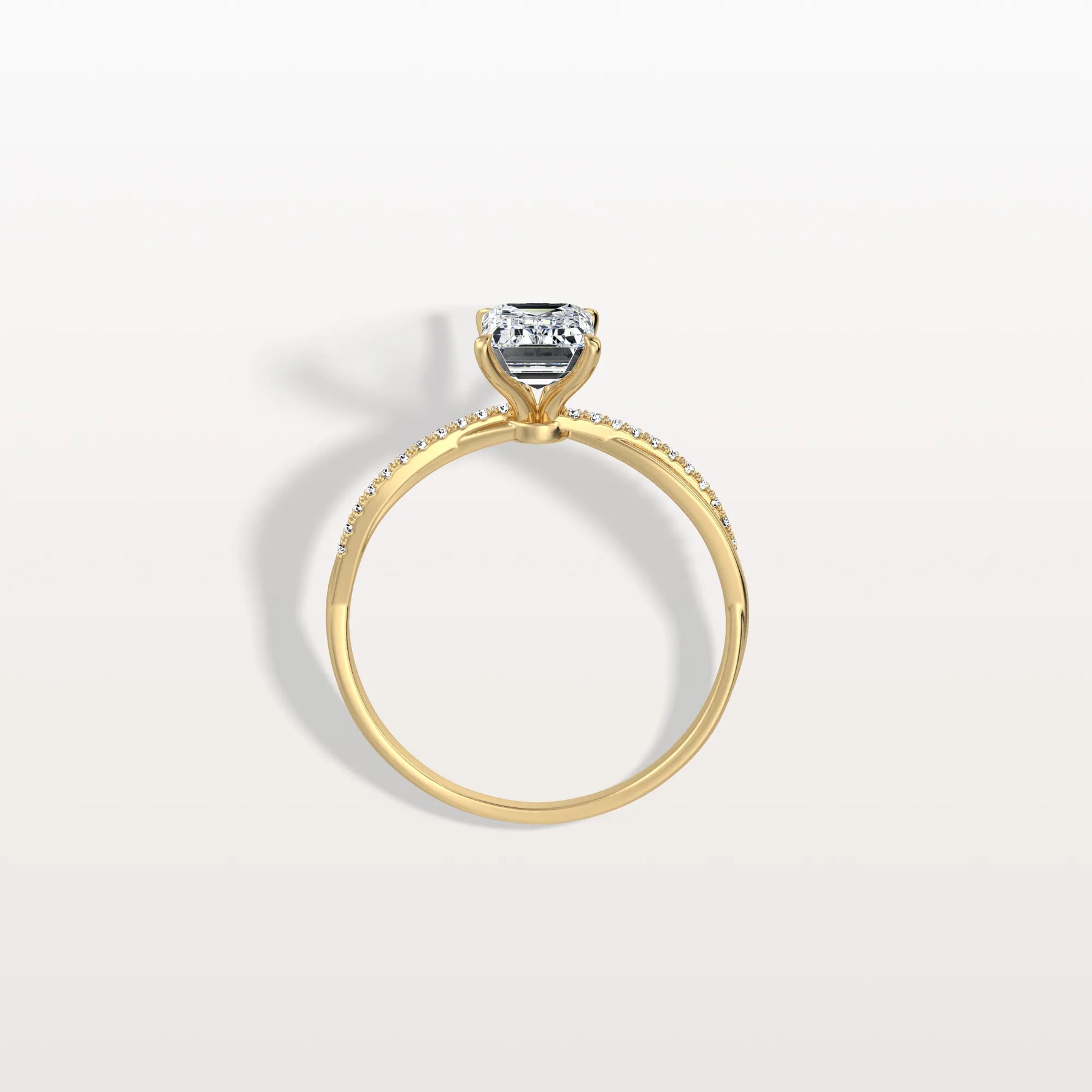 1CT Emeral Cut Lab Diamond Twisted Engagement Ring In Solid Gold/Platinum - Rings