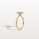 1CT Emeral Cut Lab Diamond Twisted Engagement Ring In Solid Gold/Platinum - Rings
