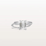 2CT Emeral Cut Lab Diamond Twisted Engagement Ring In Solid Gold/Platinum - Rings