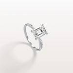 2CT Emeral Cut Lab Diamond Twisted Engagement Ring In Solid Gold/Platinum - Rings