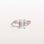 2CT Emeral Cut Lab Diamond Twisted Engagement Ring In Solid Gold/Platinum - Rings