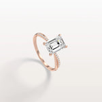 2CT Emeral Cut Lab Diamond Twisted Engagement Ring In Solid Gold/Platinum - Rings