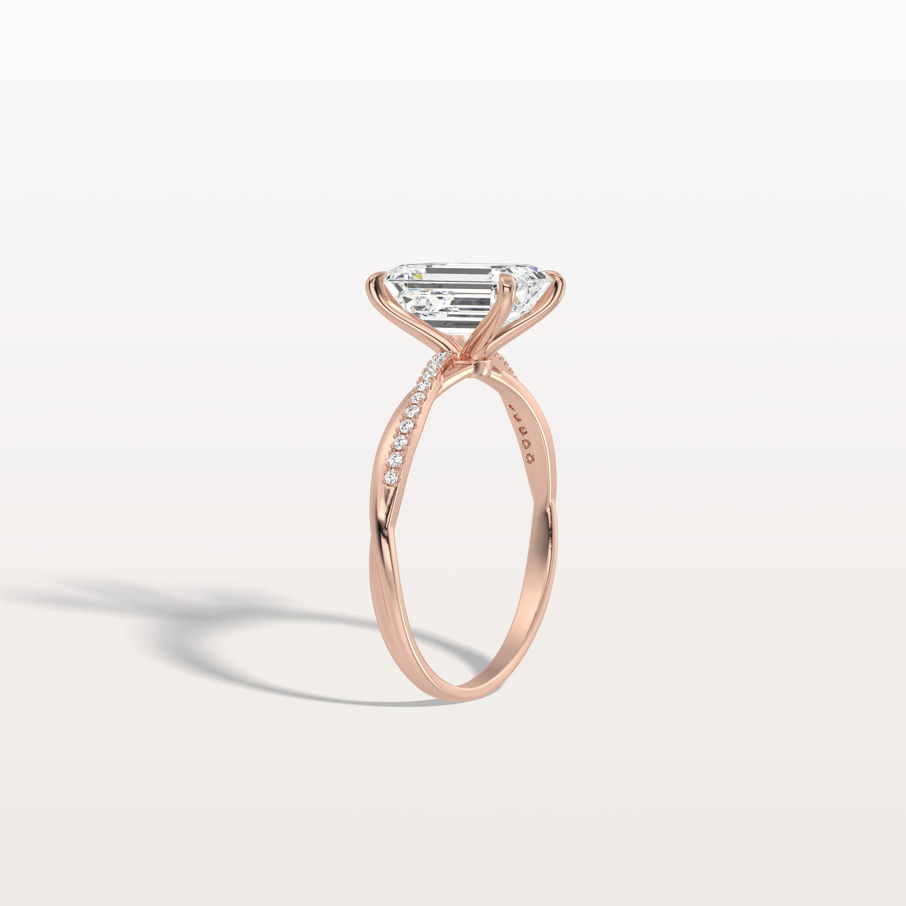 2CT Emeral Cut Lab Diamond Twisted Engagement Ring In Solid Gold/Platinum - Rings