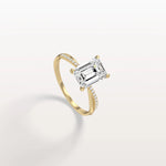 2CT Emeral Cut Lab Diamond Twisted Engagement Ring In Solid Gold/Platinum - Rings