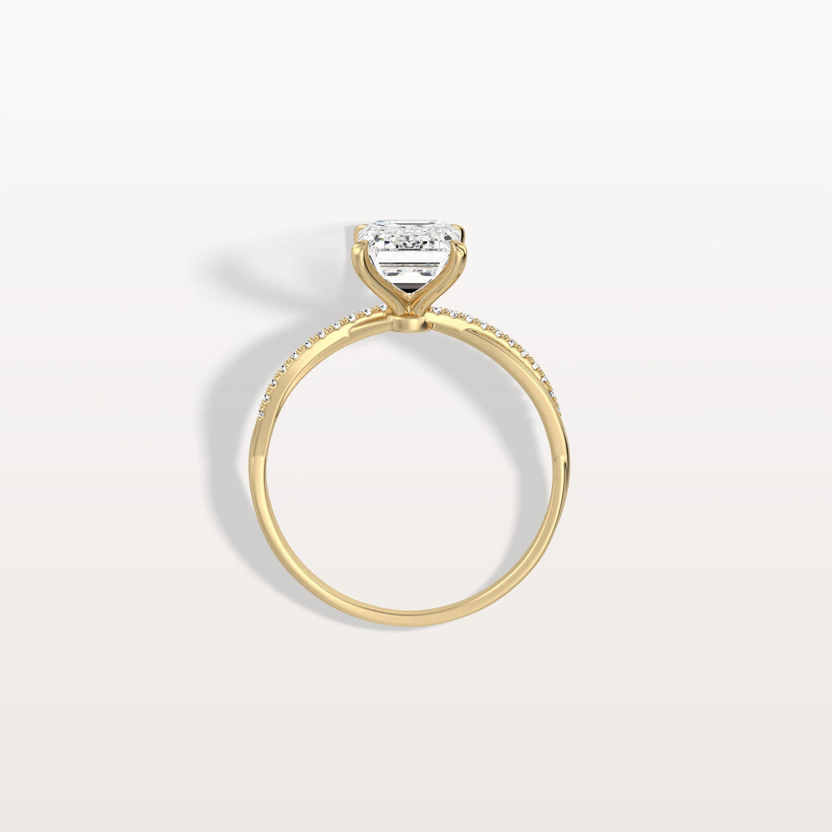 2CT Emeral Cut Lab Diamond Twisted Engagement Ring In Solid Gold/Platinum - Rings