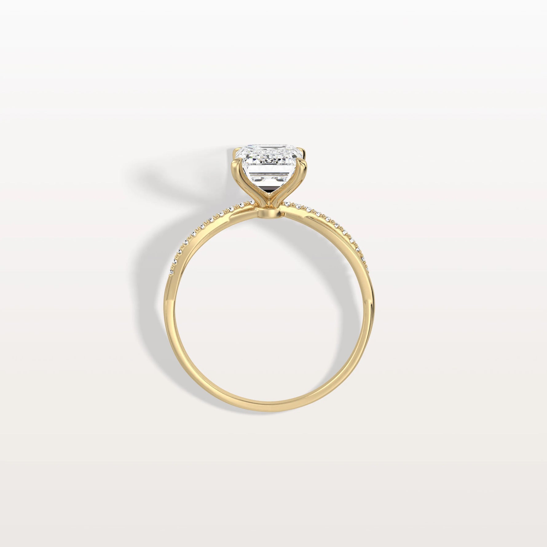 2CT Emeral Cut Lab Diamond Twisted Engagement Ring In Solid Gold/Platinum - Rings
