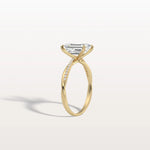 2CT Emeral Cut Lab Diamond Twisted Engagement Ring In Solid Gold/Platinum - Rings
