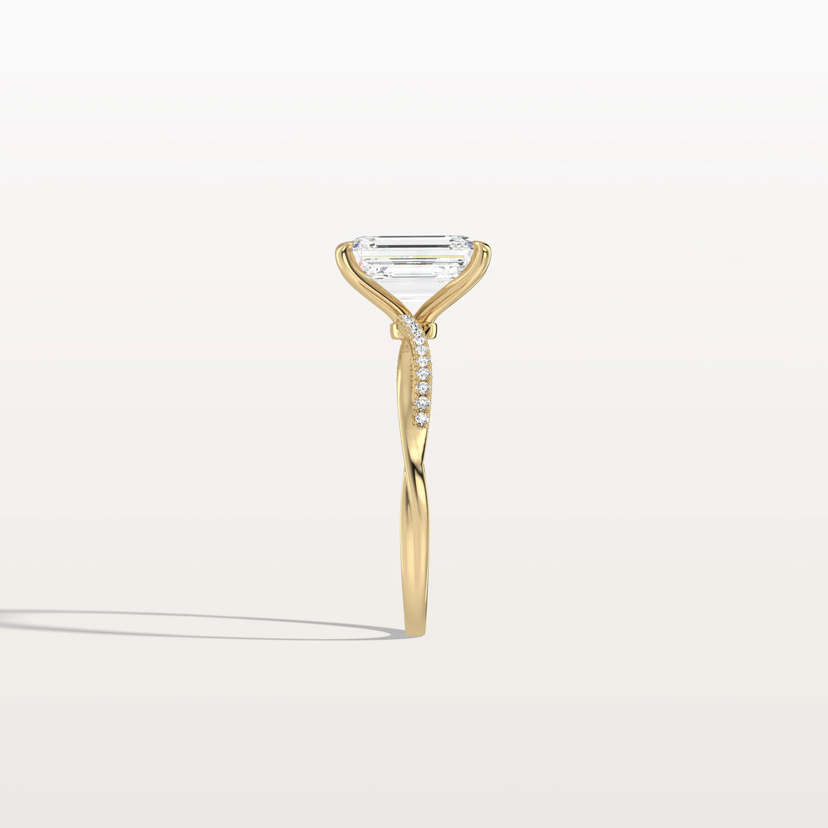 2CT Emeral Cut Lab Diamond Twisted Engagement Ring In Solid Gold/Platinum - Rings