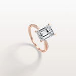 3CT Emeral Cut Lab Diamond Twisted Engagement Ring In Solid Gold/Platinum - Rings