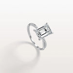 3CT Emeral Cut Lab Diamond Twisted Engagement Ring In Solid Gold/Platinum - Rings