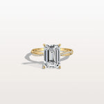3CT Emeral Cut Lab Diamond Twisted Engagement Ring In Solid Gold/Platinum - Rings