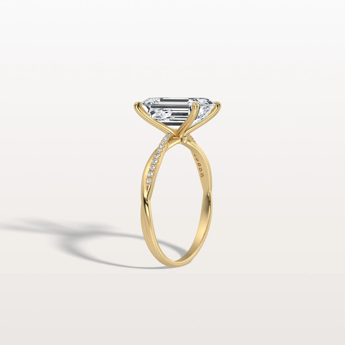 3CT Emeral Cut Lab Diamond Twisted Engagement Ring In Solid Gold/Platinum - Rings