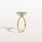 3CT Emeral Cut Lab Diamond Twisted Engagement Ring In Solid Gold/Platinum - Rings