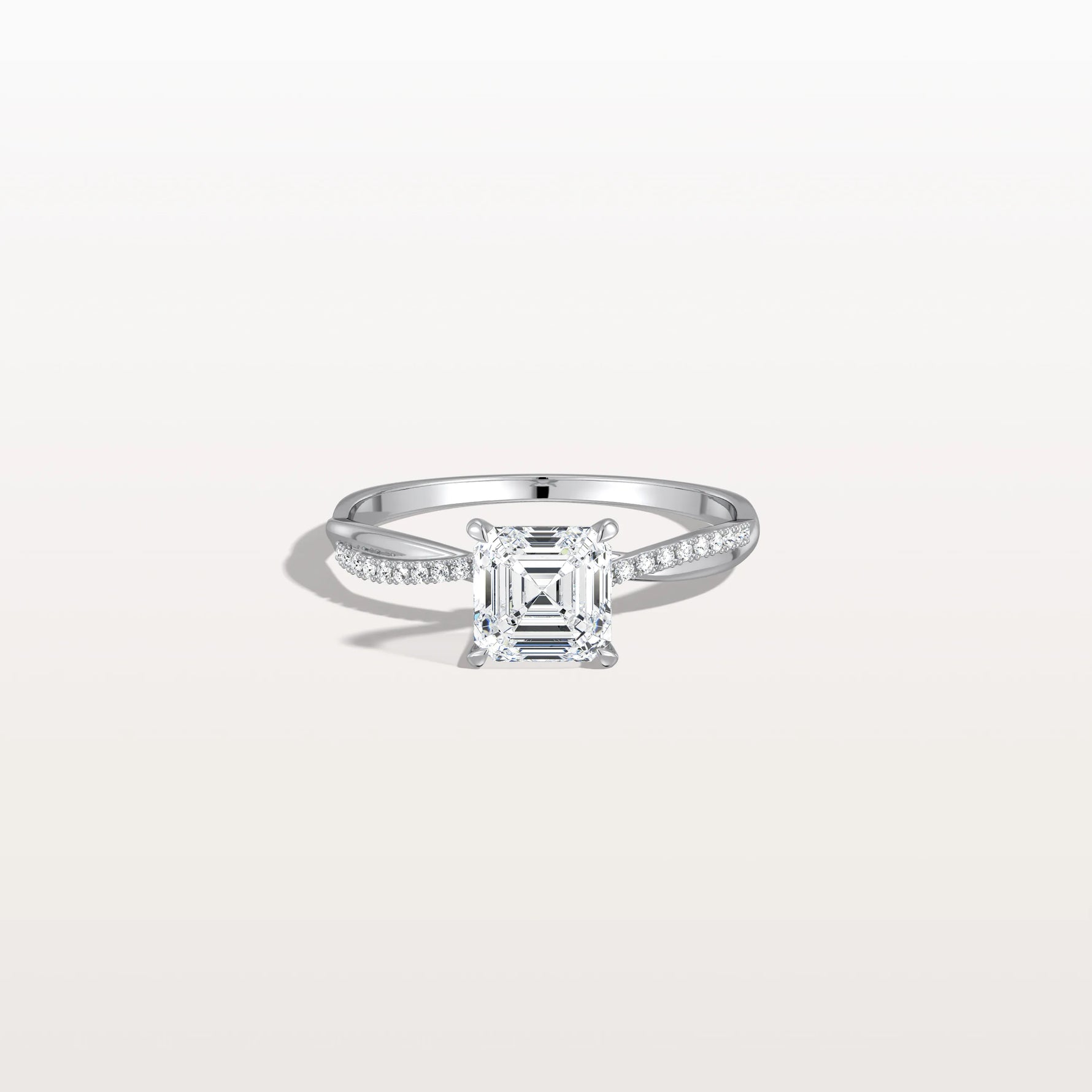 1CT Asscher Cut Lab Diamond Twisted Engagement Ring In Solid Gold/Platinum - Rings