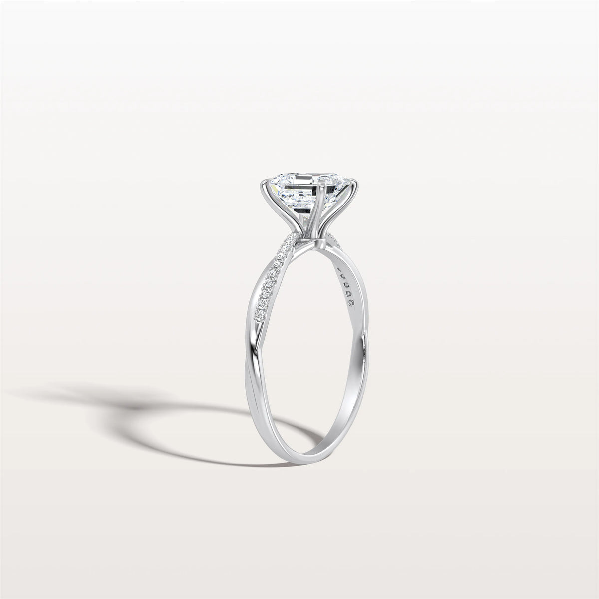 1CT Asscher Cut Lab Diamond Twisted Engagement Ring In Solid Gold/Platinum - Rings