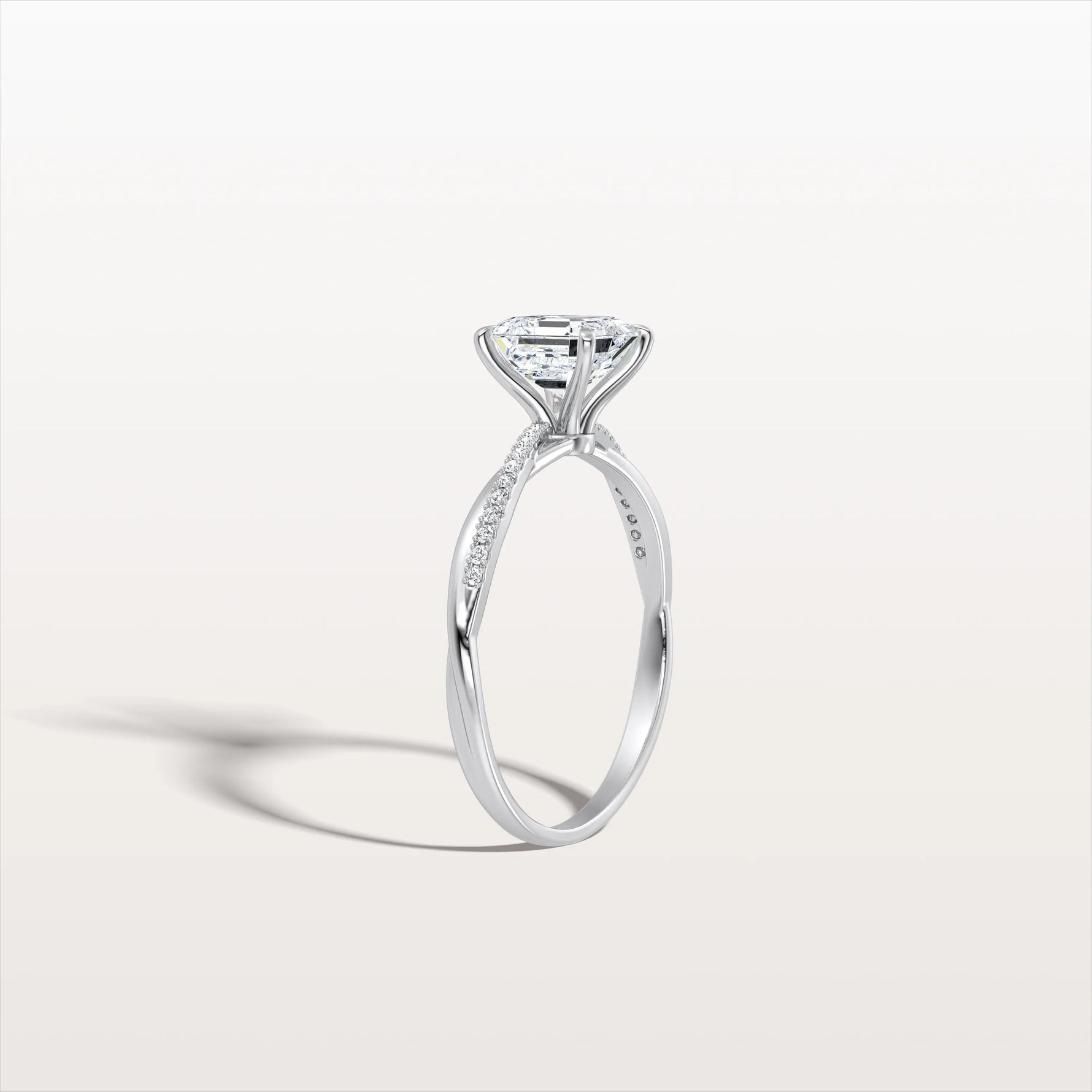 1CT Asscher Cut Lab Diamond Twisted Engagement Ring In Solid Gold/Platinum - Rings