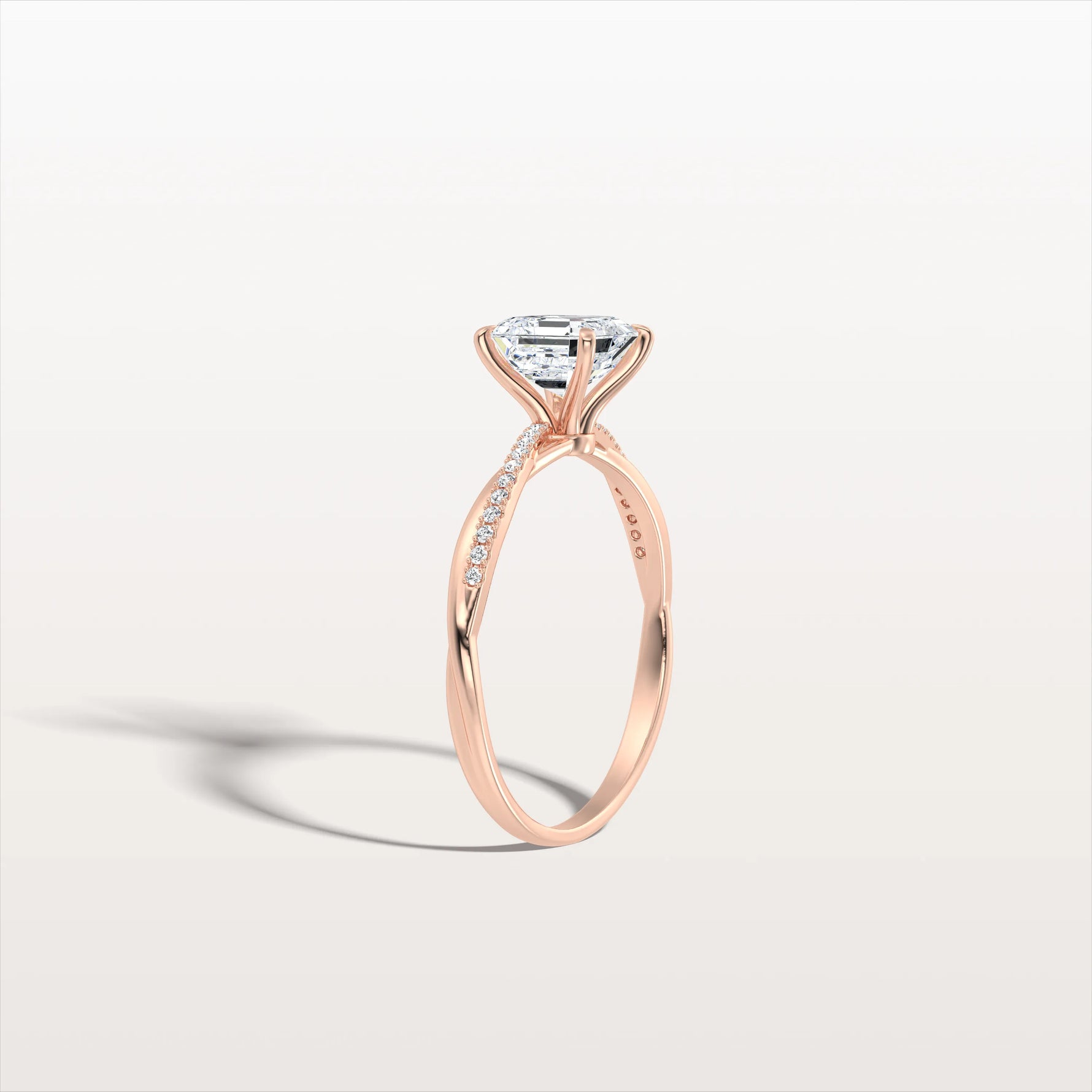 1CT Asscher Cut Lab Diamond Twisted Engagement Ring In Solid Gold/Platinum - Rings