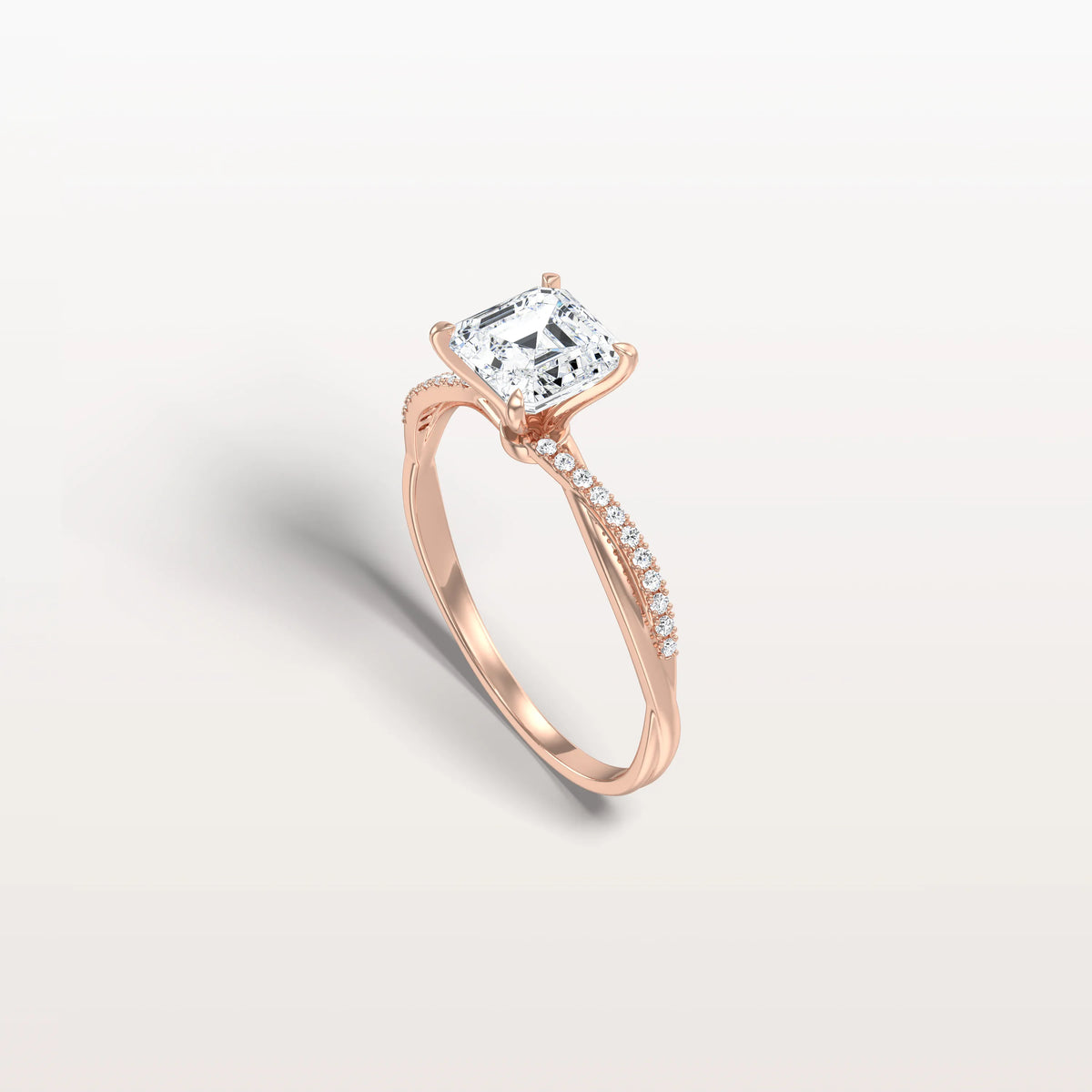 1CT Asscher Cut Lab Diamond Twisted Engagement Ring In Solid Gold/Platinum - Rings