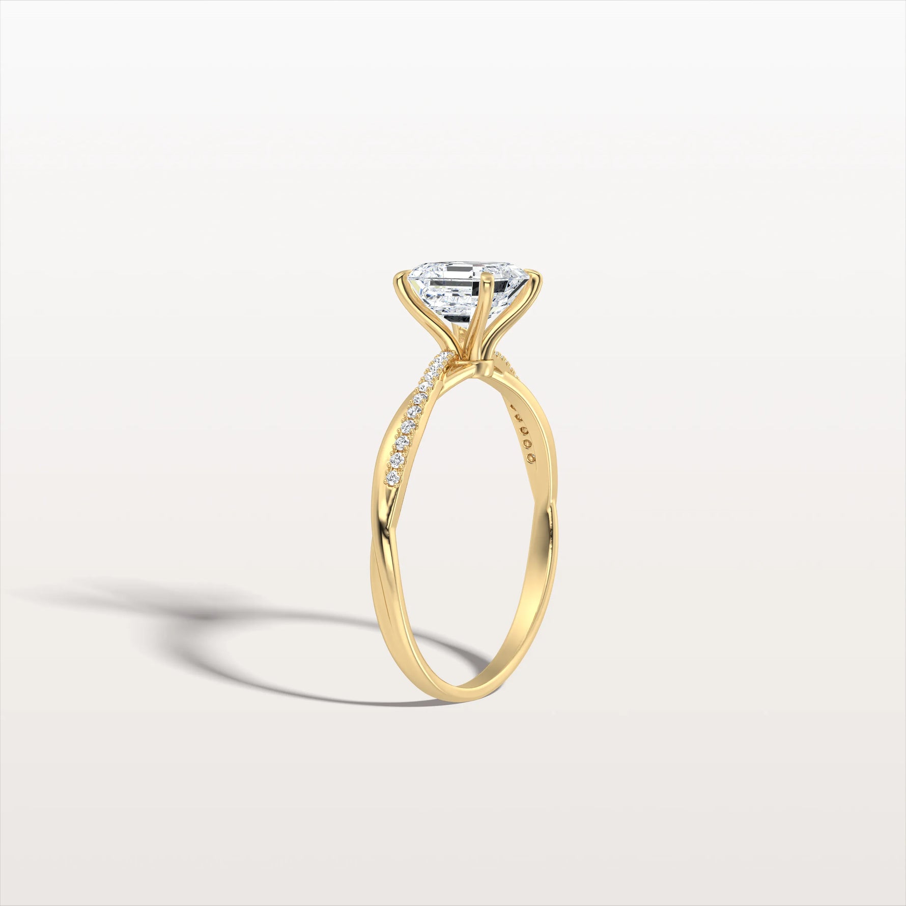 1CT Asscher Cut Lab Diamond Twisted Engagement Ring In Solid Gold/Platinum - Rings
