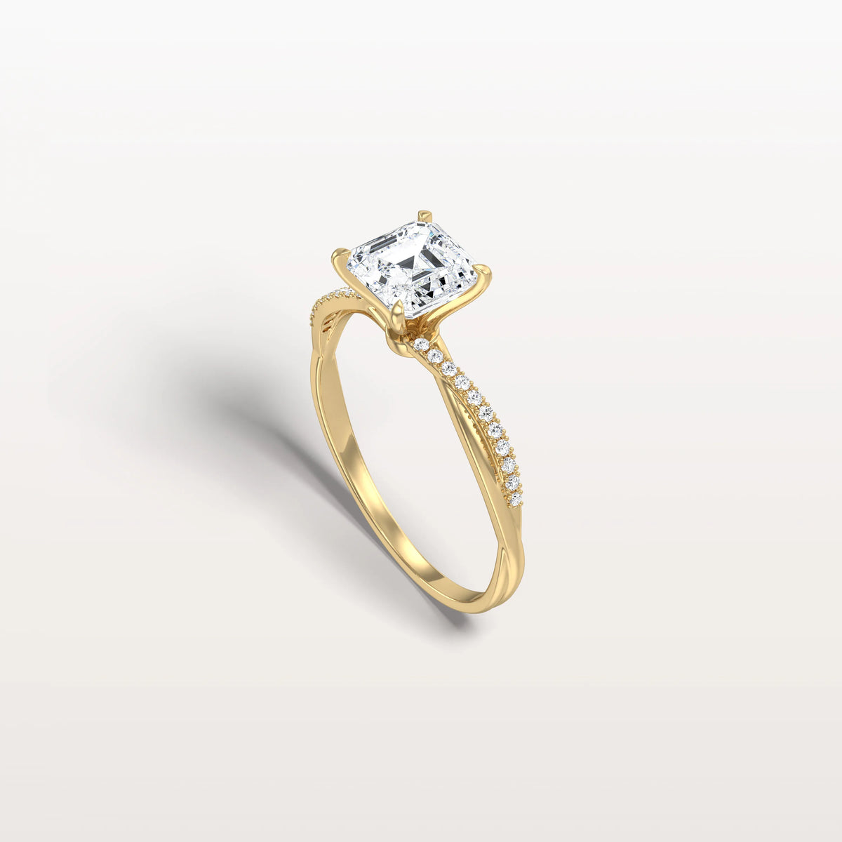 1CT Asscher Cut Lab Diamond Twisted Engagement Ring In Solid Gold/Platinum - Rings