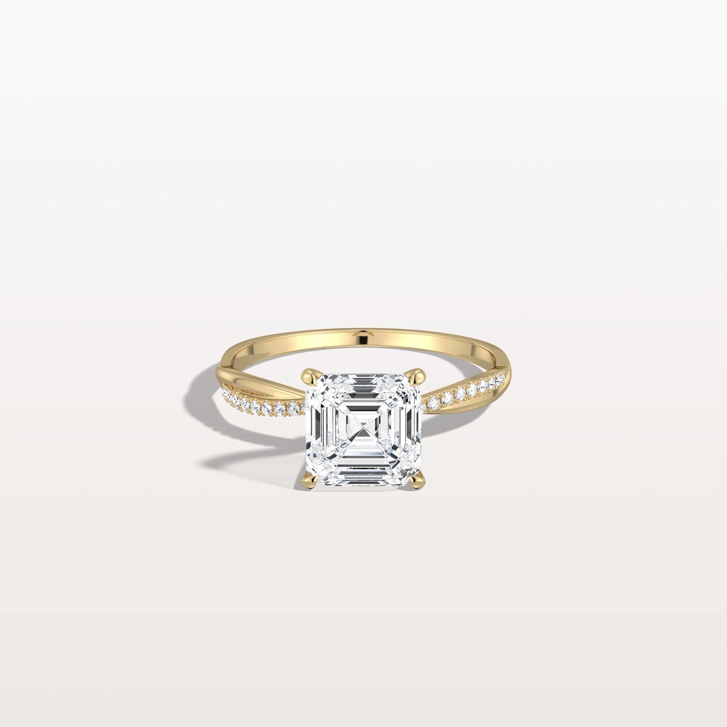 2CT Asscher Cut Lab Diamond Twisted Engagement Ring In Solid Gold/Platinum