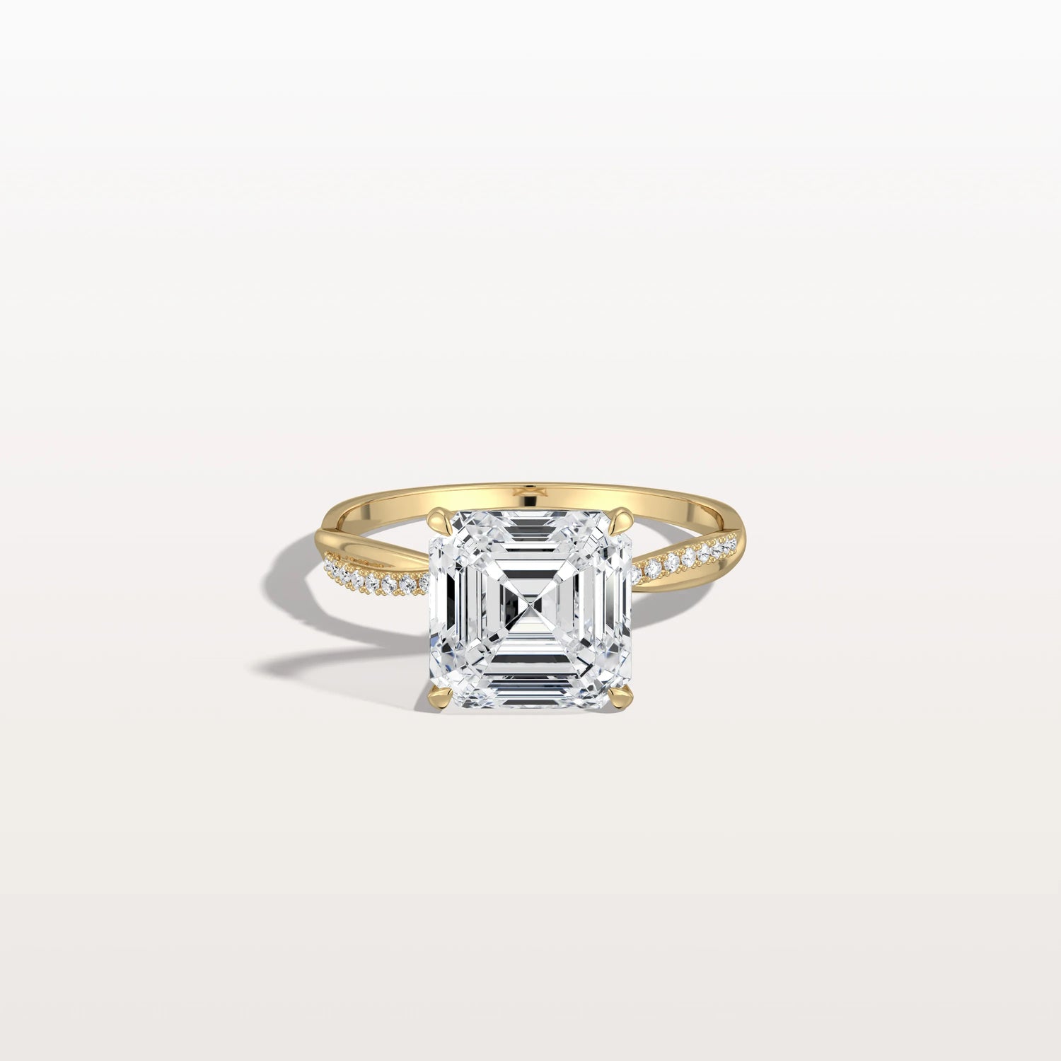 3CT Asscher Cut Lab Diamond Twisted Engagement Ring In Solid Gold/Platinum