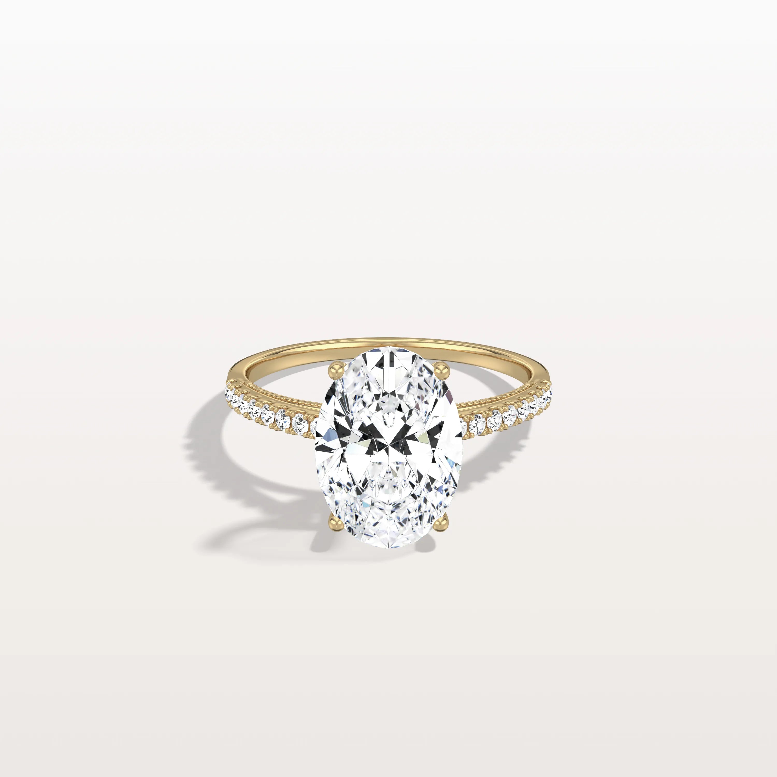 Oval Cut Pave Solitaire 3CT Lab Grown Engagement Ring - Rings