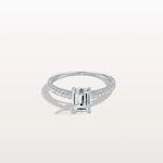 Emerald Cut Solitaire Pave 1CT Lab Grown Engagement Ring - Rings