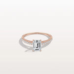 Emerald Cut Solitaire Pave 1CT Lab Grown Engagement Ring - Rings