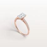 Emerald Cut Solitaire Pave 1CT Lab Grown Engagement Ring - Rings
