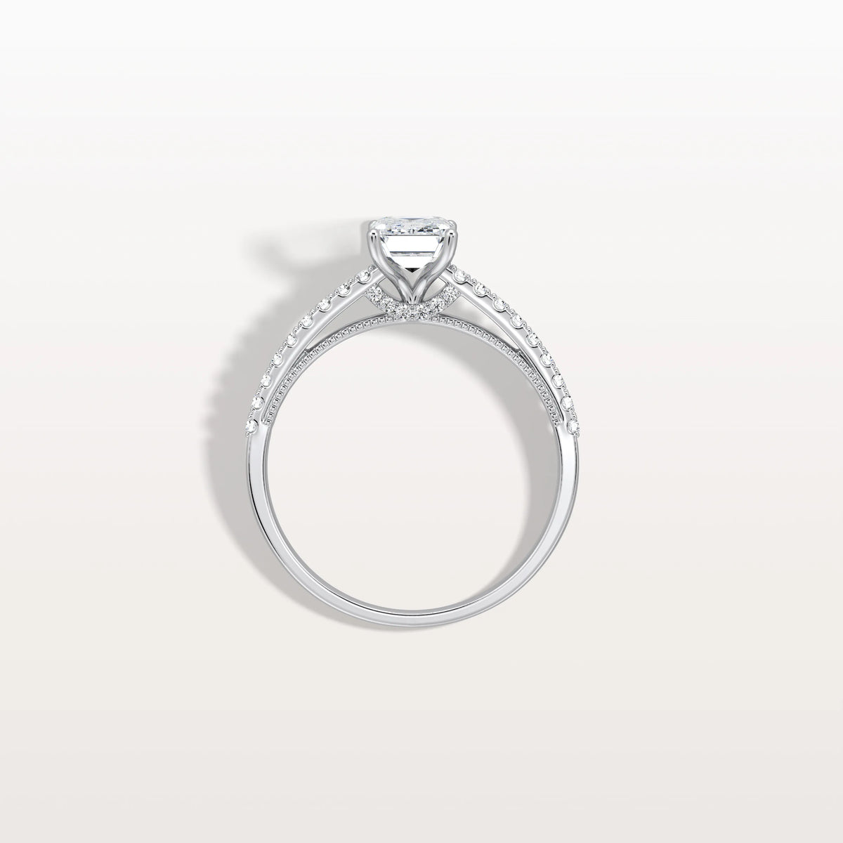 Emerald Cut Solitaire Pave 1CT Lab Grown Engagement Ring - Rings
