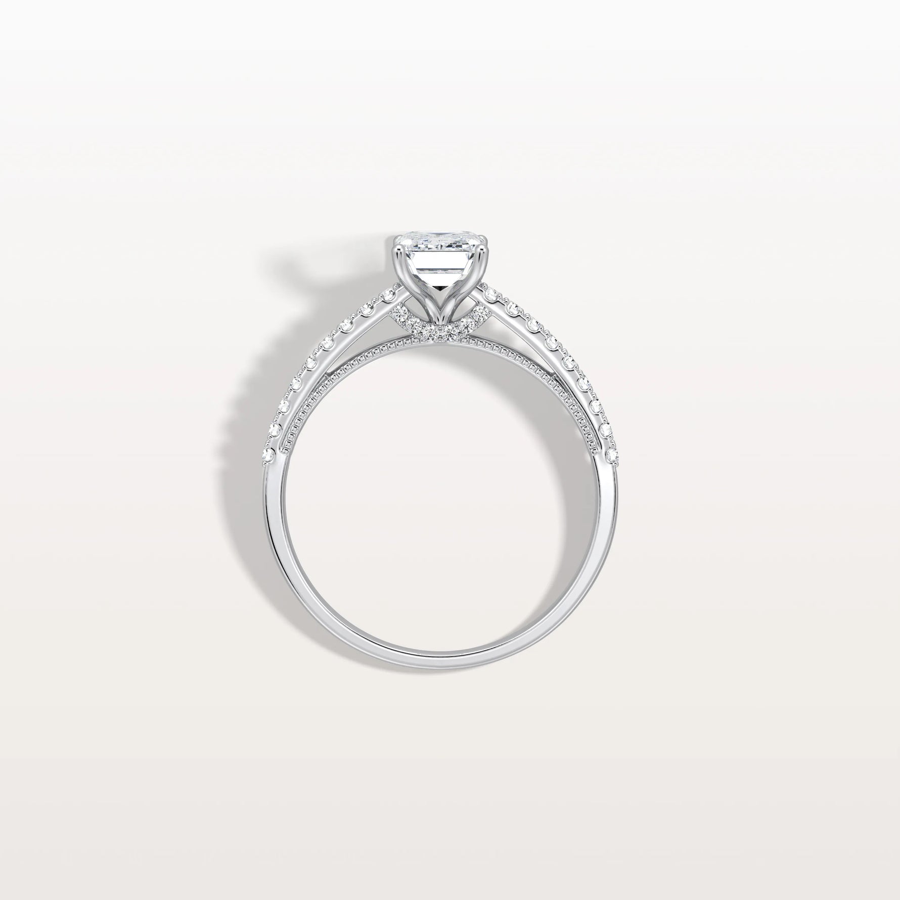 Emerald Cut Solitaire Pave 1CT Lab Grown Engagement Ring - Rings