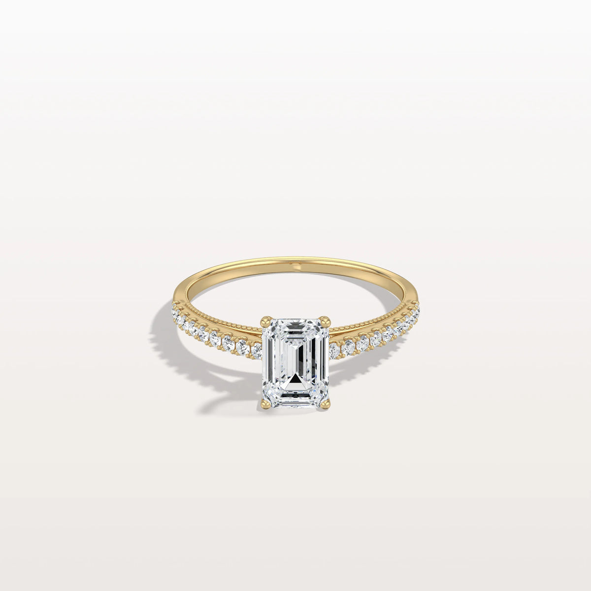 Emerald Cut Solitaire Pave 1CT Lab Grown Engagement Ring - Rings