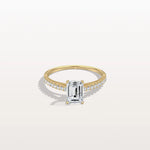 Emerald Cut Solitaire Pave 1CT Lab Grown Engagement Ring - Rings