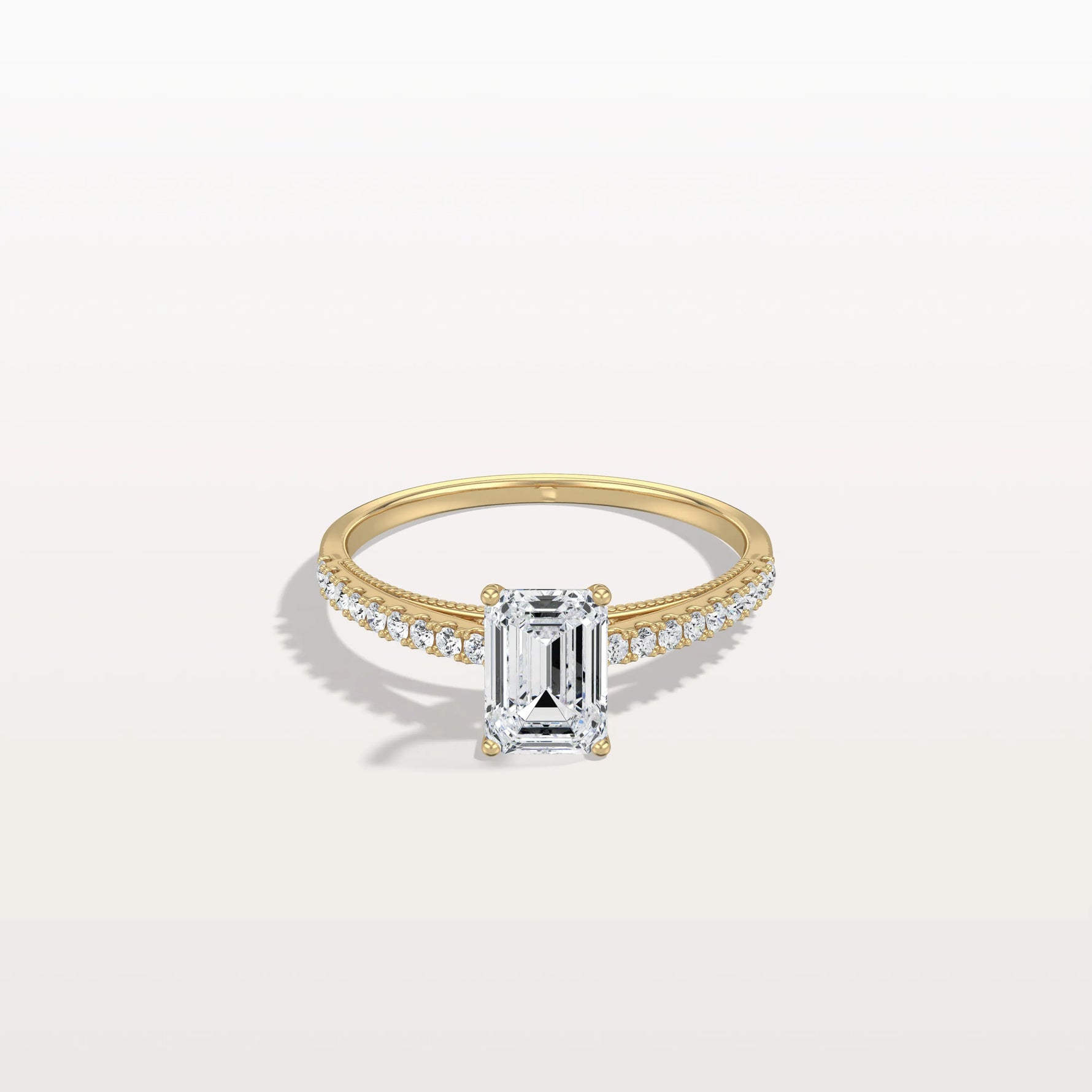 Emerald Cut Solitaire Pave 1CT Lab Grown Engagement Ring - Rings