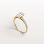 Emerald Cut Solitaire Pave 1CT Lab Grown Engagement Ring - Rings