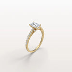 Emerald Cut Solitaire Pave 1CT Lab Grown Engagement Ring - Rings