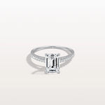 Emerald Cut Solitaire Pave 2CT Lab Grown Engagement Ring - Rings