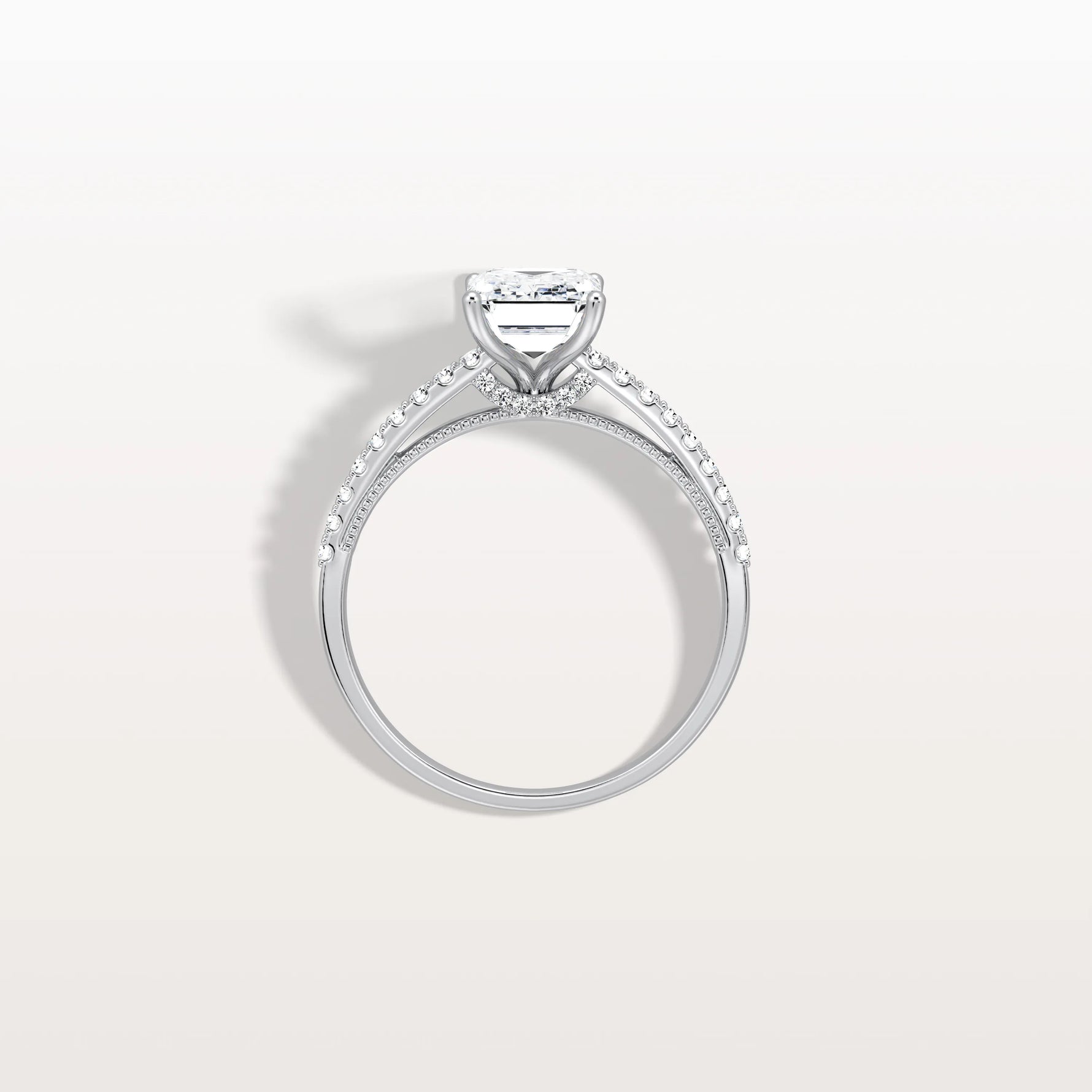 Emerald Cut Solitaire Pave 2CT Lab Grown Engagement Ring - Rings
