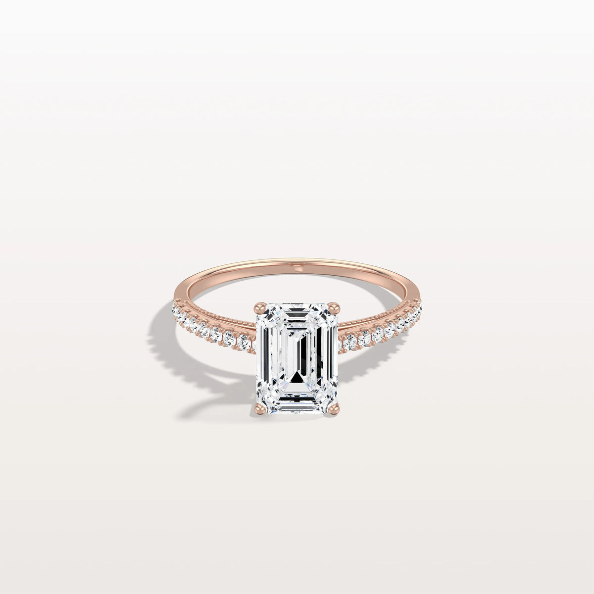 Emerald Cut Solitaire Pave 2CT Lab Grown Engagement Ring - Rings