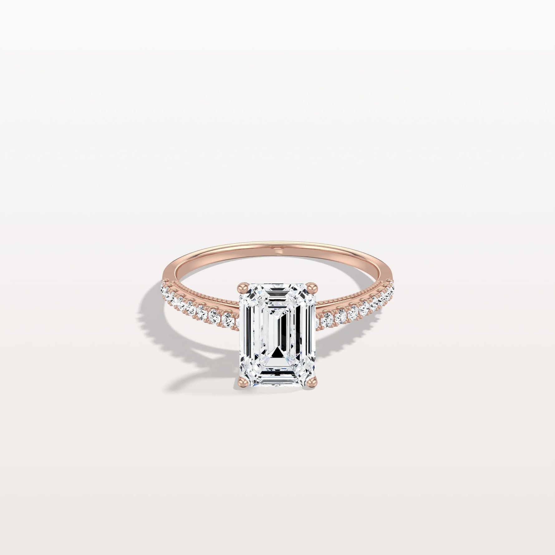 Emerald Cut Solitaire Pave 2CT Lab Grown Engagement Ring - Rings