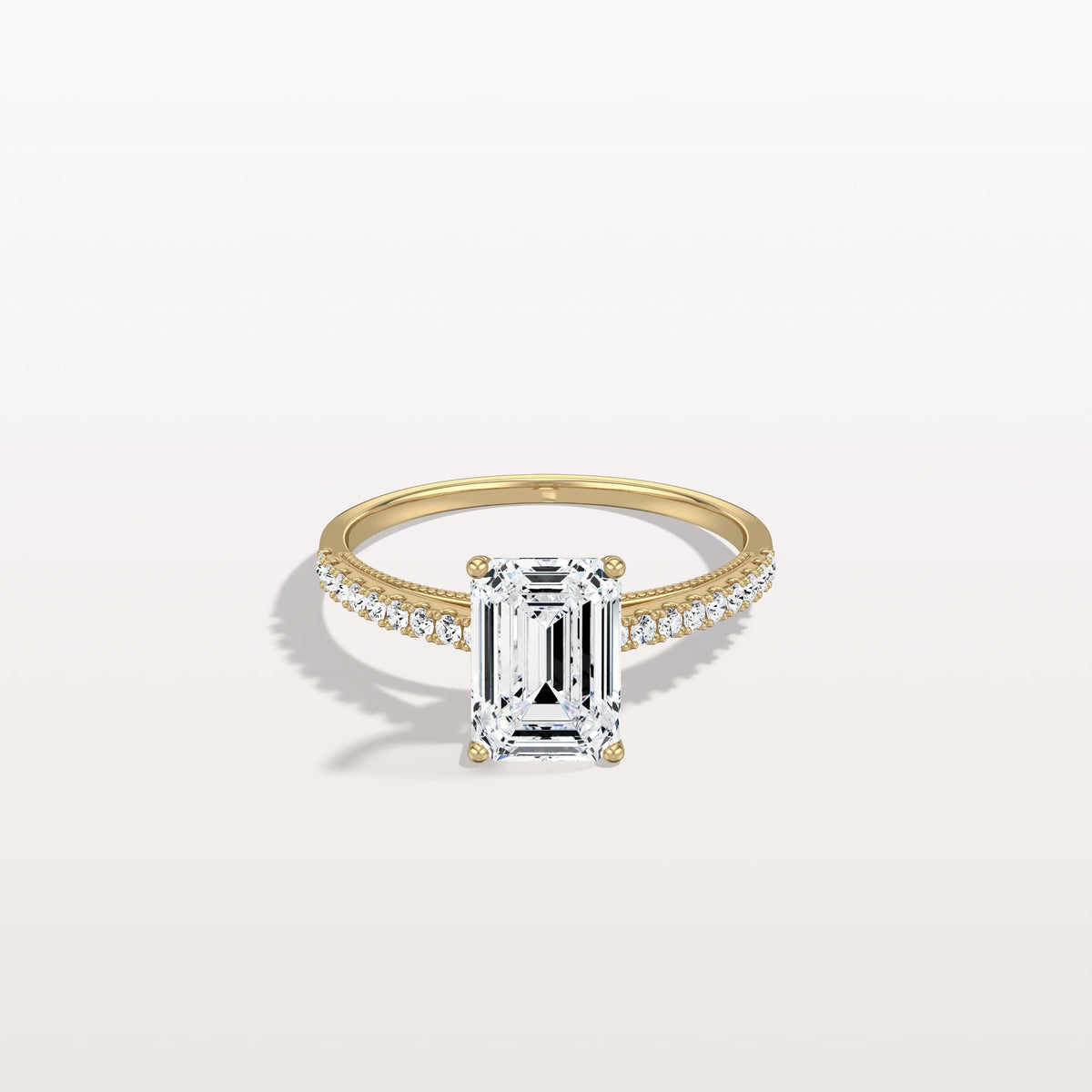 Emerald Cut Solitaire Pave 2CT Lab Grown Engagement Ring - Rings
