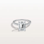 Emerald Cut Solitaire Pave 3CT Lab Grown Engagement Ring - Rings