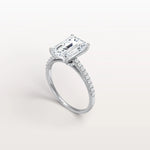 Emerald Cut Solitaire Pave 3CT Lab Grown Engagement Ring - Rings