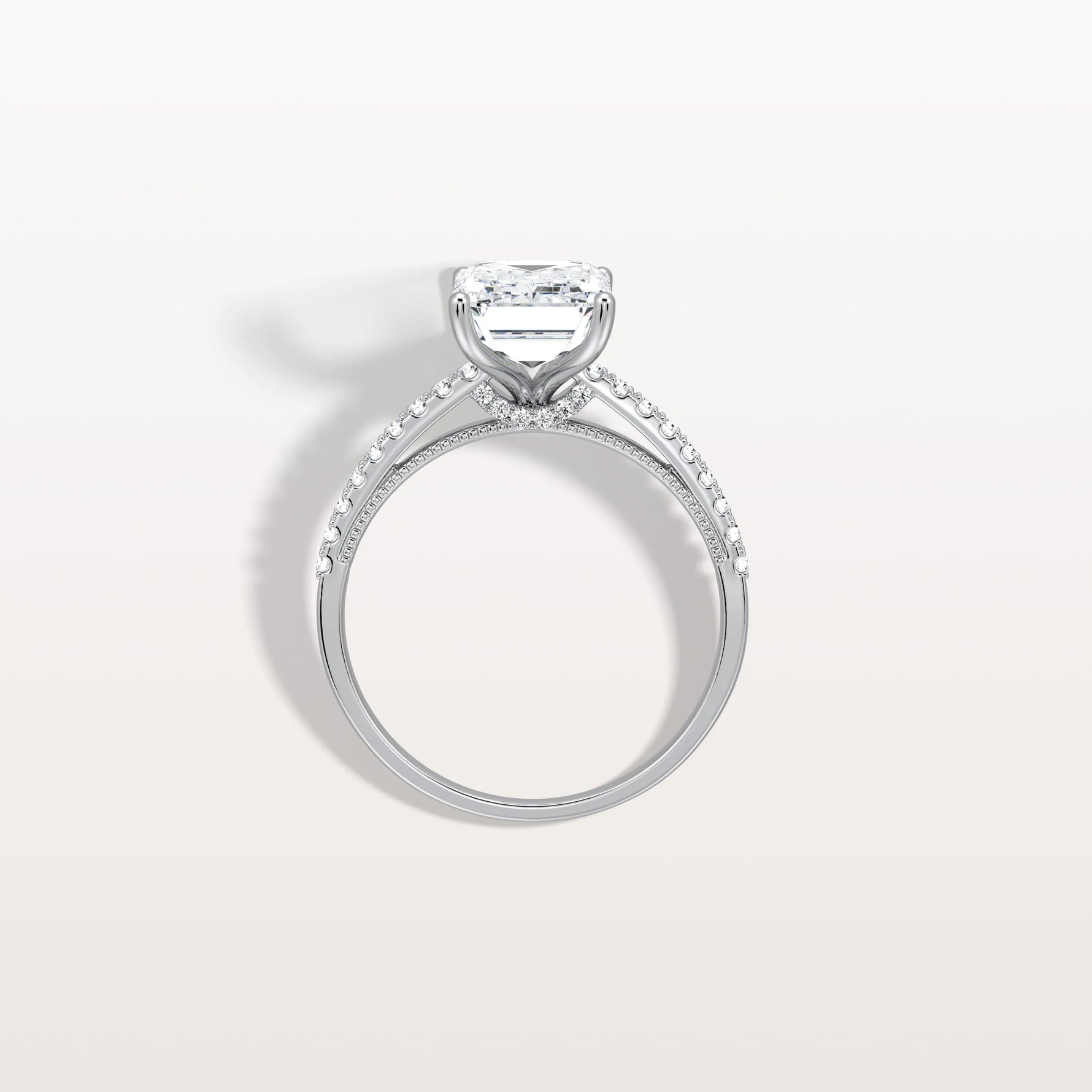 Emerald Cut Solitaire Pave 3CT Lab Grown Engagement Ring - Rings