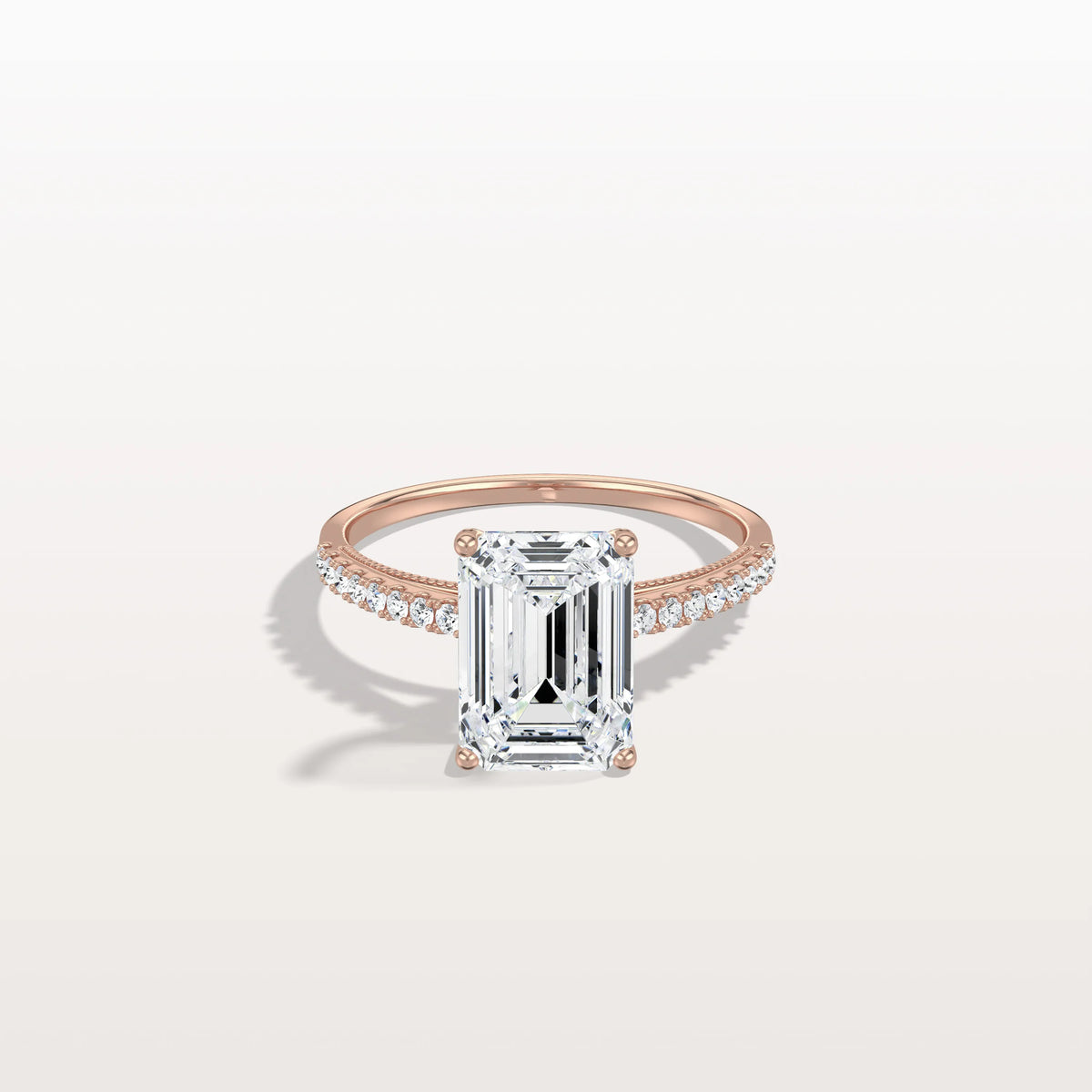 Emerald Cut Solitaire Pave 3CT Lab Grown Engagement Ring - Rings