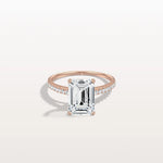 Emerald Cut Solitaire Pave 3CT Lab Grown Engagement Ring - Rings