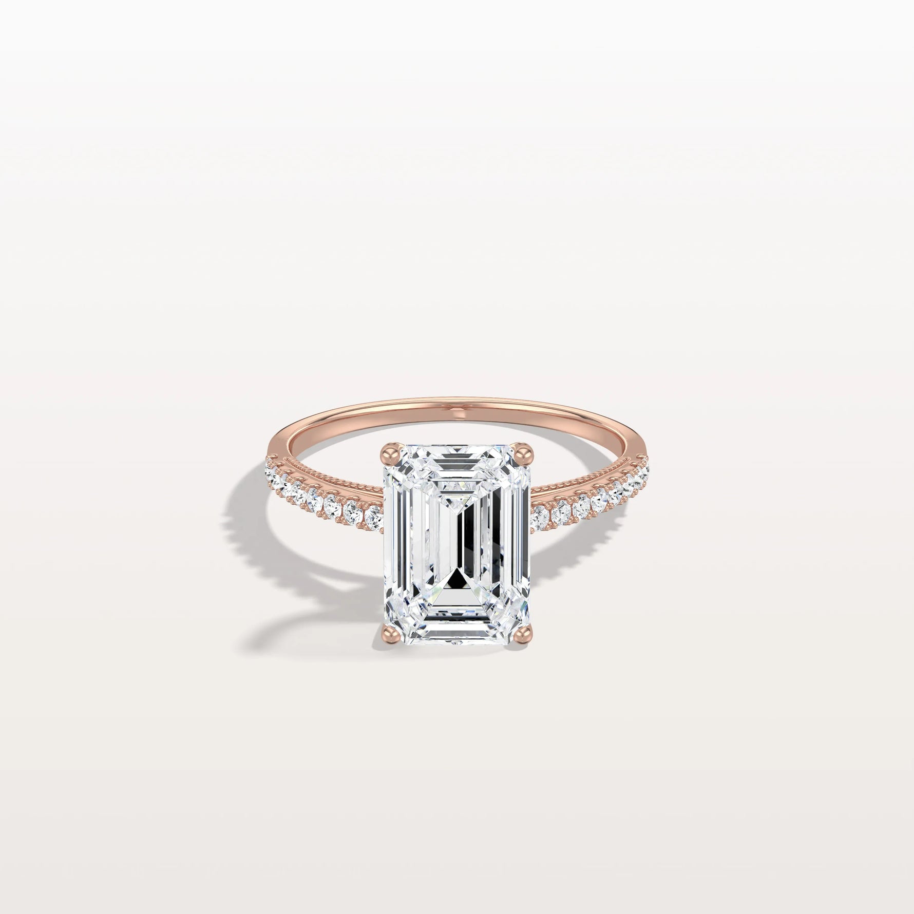 Emerald Cut Solitaire Pave 3CT Lab Grown Engagement Ring - Rings
