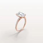Emerald Cut Solitaire Pave 3CT Lab Grown Engagement Ring - Rings