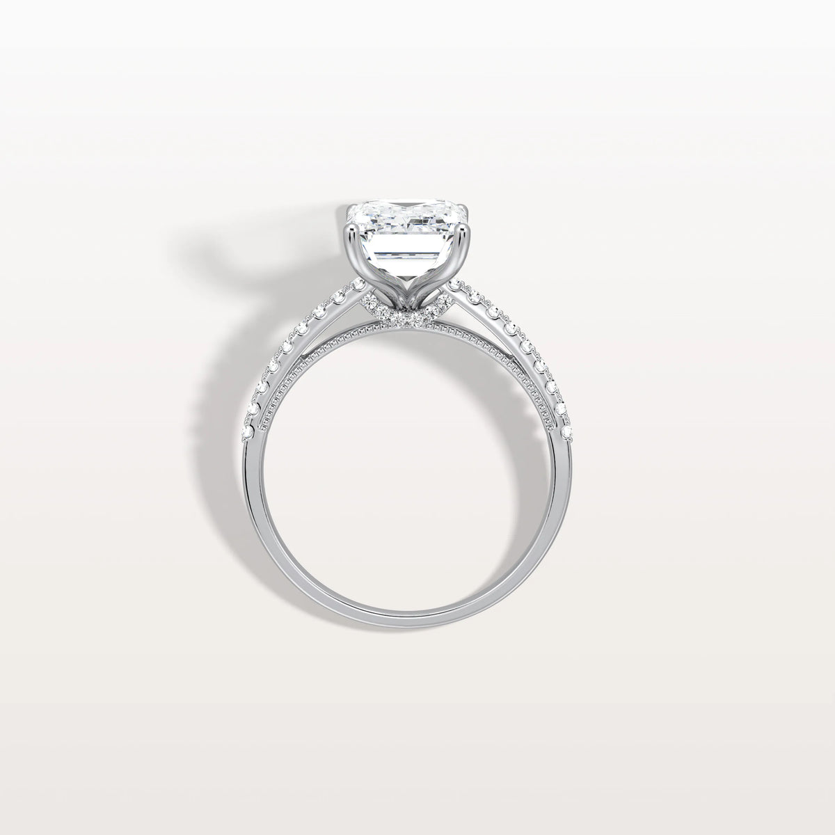 Emerald Cut Solitaire Pave 3CT Lab Grown Engagement Ring - Rings